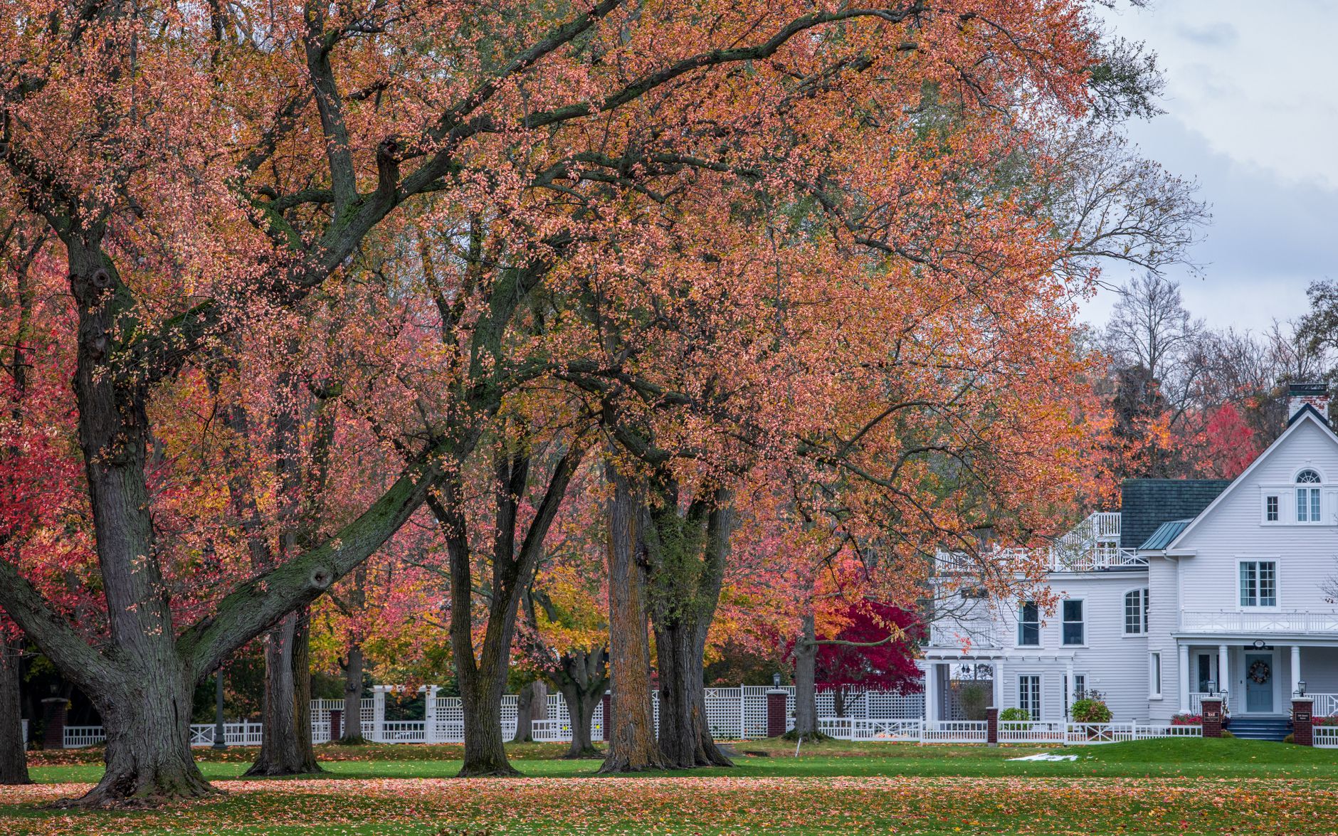 Autumn New England scenery around Trumbull, Connecticut, near the Tennis Club of Trumbull