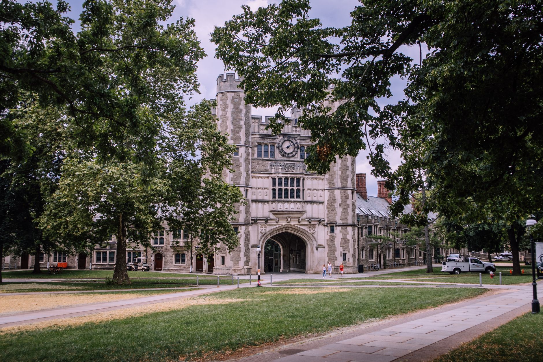 A Princeton, New Jersey autumn campus setting, representative of the area around Winning Touch Tennis