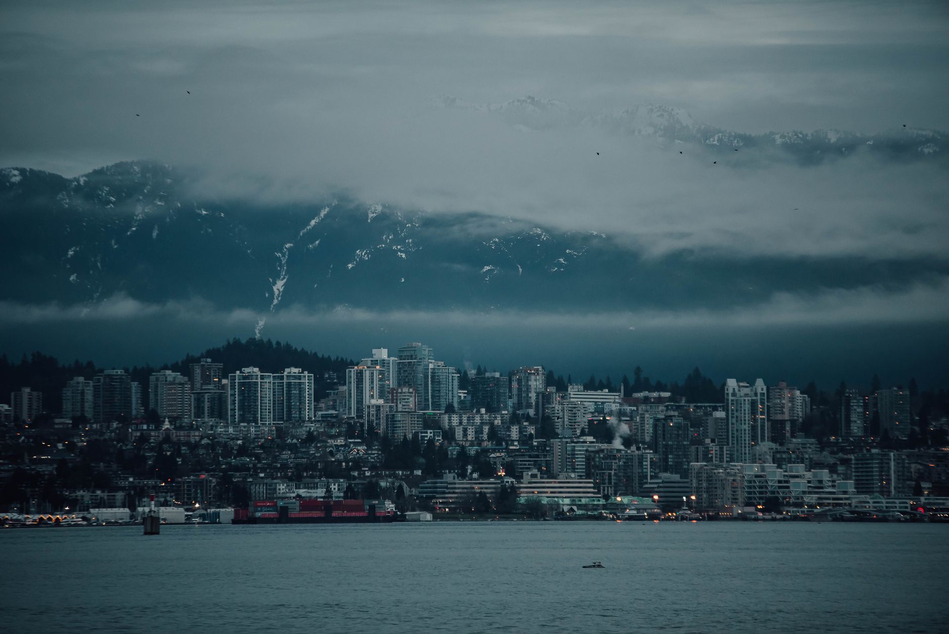 The forested North Shore mountains above North Vancouver, representative of the area where CJTennis Coaching runs its programs