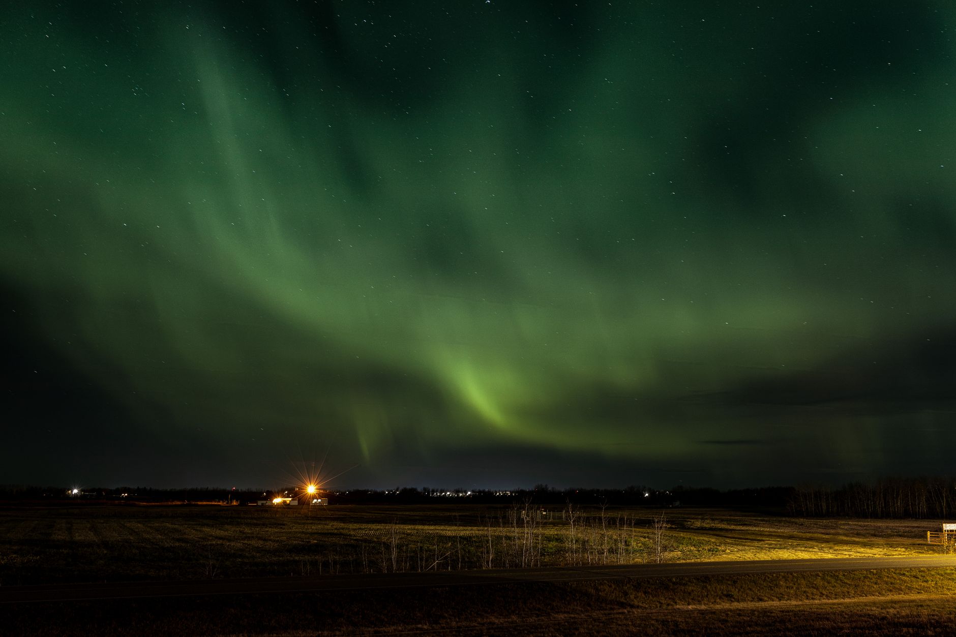 Wide open prairie parkland near the Alberta–Saskatchewan border
