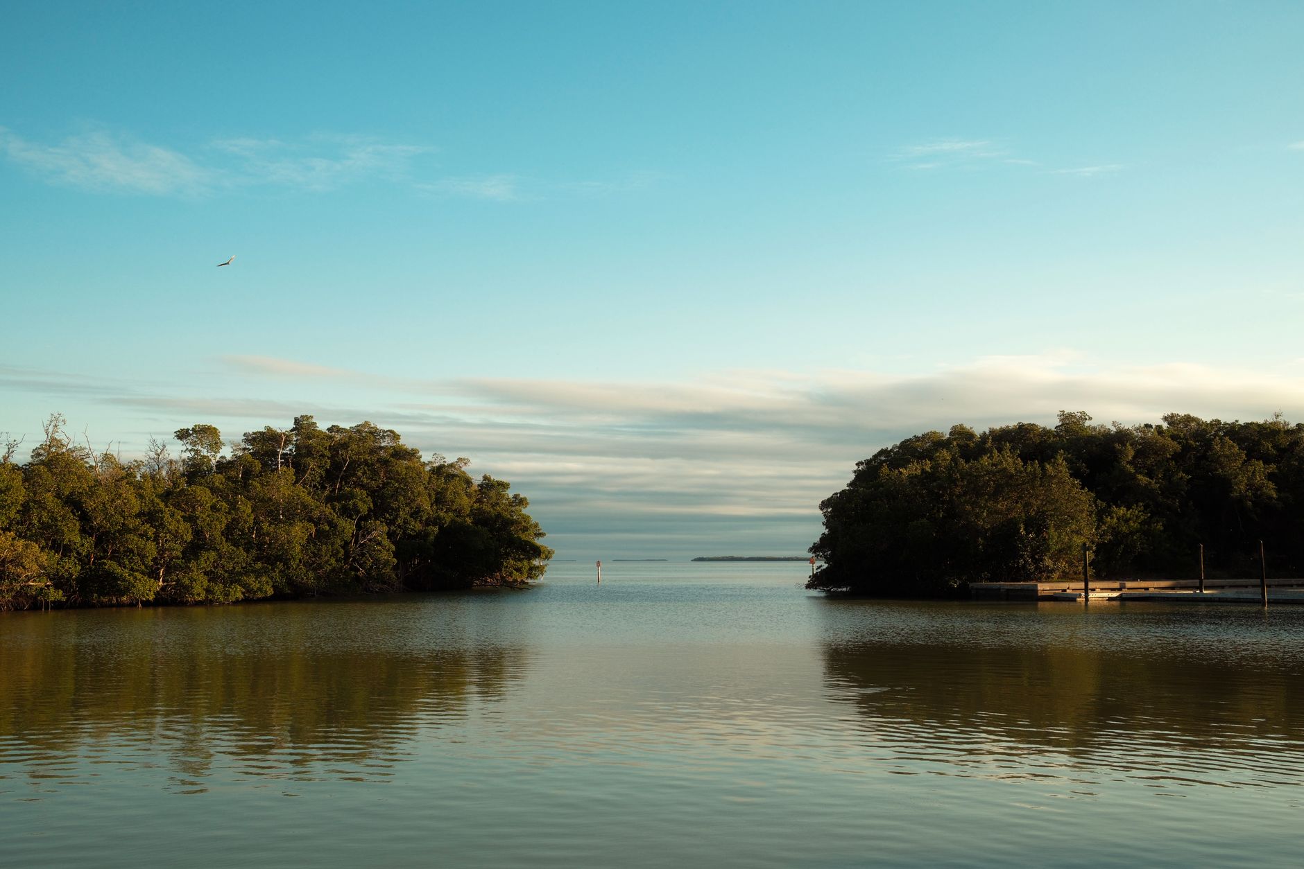 The wooded parkland and Little Neck Bay near Crocheron Park in Bayside, Queens